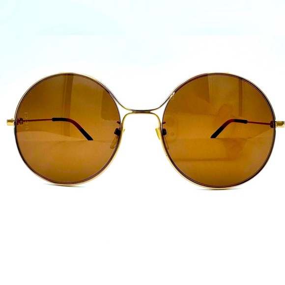 Gucci Round Sunglasses, Gold with Brown - Picture 4 of 11